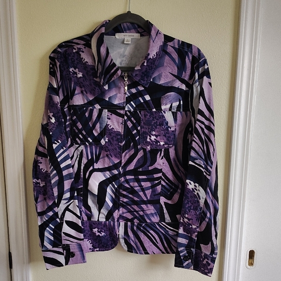 Erin London Abstract Purple Jean Jacket - Picture 3 of 4
